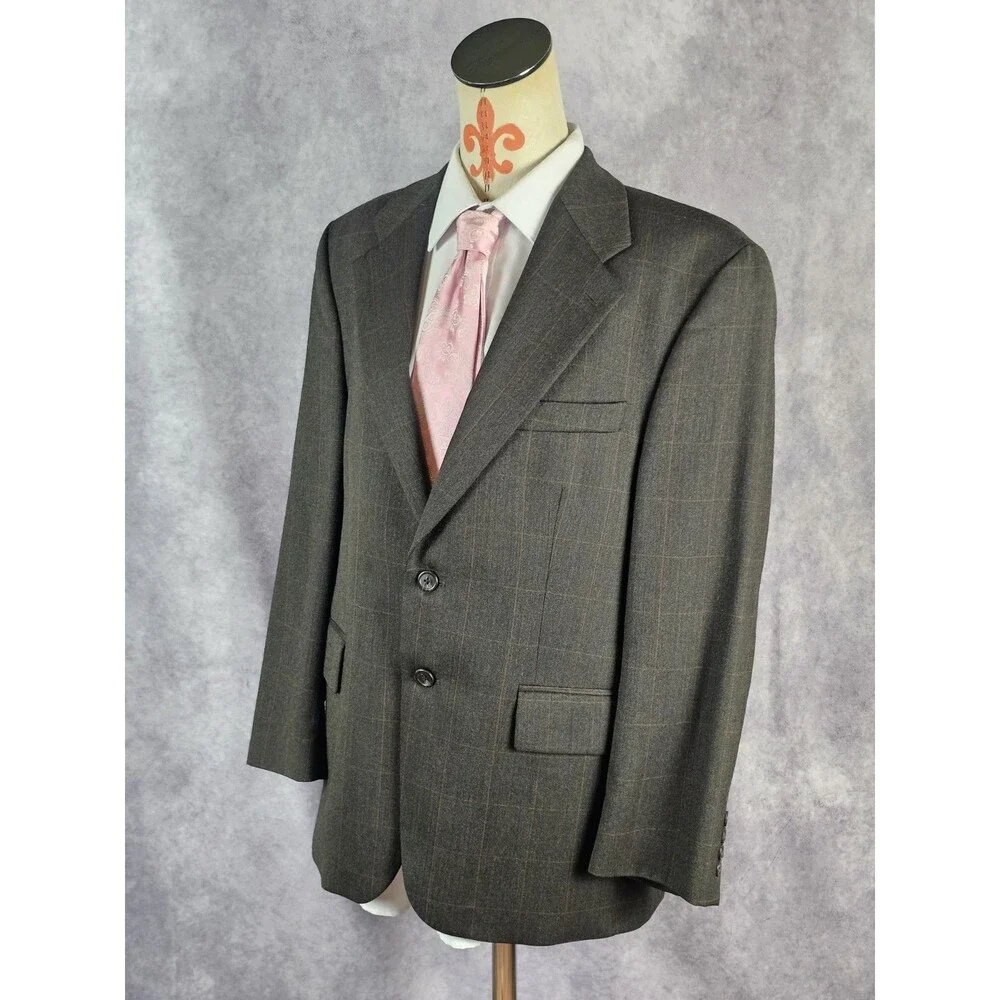 Polo University Mens 40S Brown Widowpane 2-Btn Blazer Jacket Sport Coat Wool EUC - Picture 3 of 12